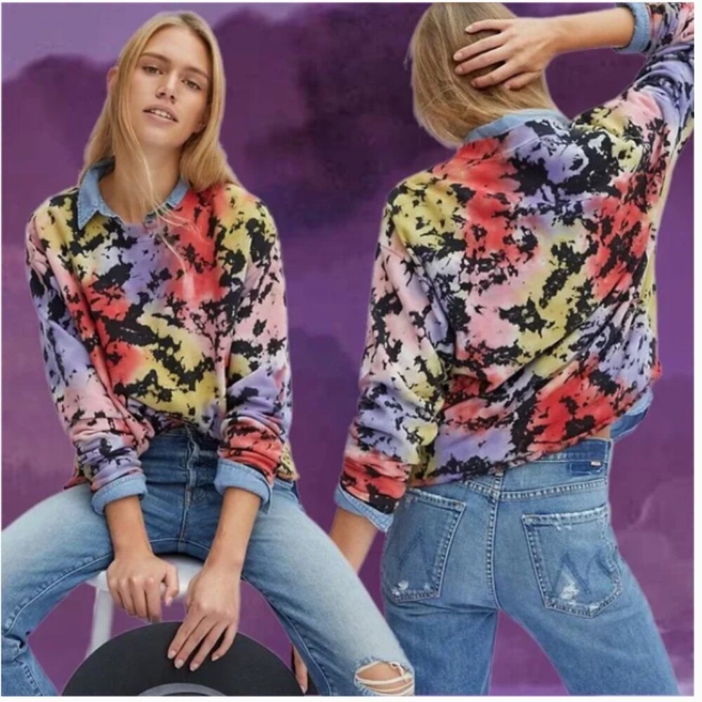 Anthropologie Letluv Tie Dye Zoey‎ Pullover Sweatshirt XS